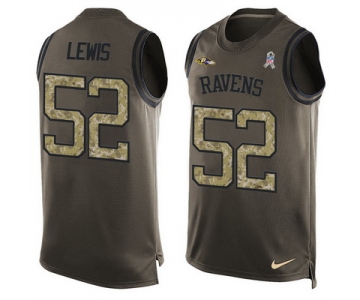Men's Baltimore Ravens #52 Ray Lewis Green Salute to Service Hot Pressing Player Name & Number Nike NFL Tank Top Jersey