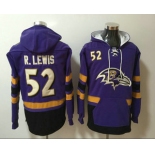 Men's Baltimore Ravens #52 Ray Lewis NEW Purple Pocket Stitched NFL Pullover Hoodie