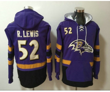 Men's Baltimore Ravens #52 Ray Lewis NEW Purple Pocket Stitched NFL Pullover Hoodie