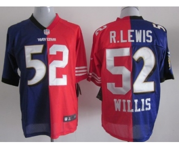 Nike #52 Ray Lewis4 Patrick Willis Purple/Red Two Tone Elite Jersey