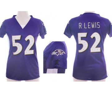 Nike Baltimore Ravens #52 Ray Lewis 2012 Purple Womens Draft Him II Top Jersey