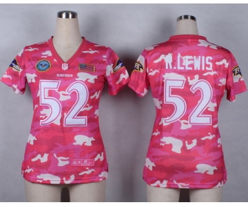 Nike Baltimore Ravens #52 Ray Lewis 2014 Salute to Service Pink Camo Womens Jersey