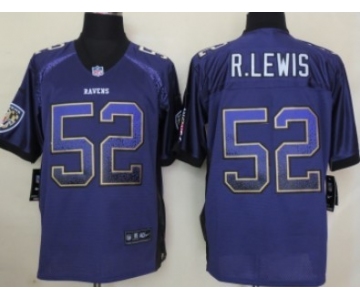 Nike Baltimore Ravens #52 Ray Lewis Drift Fashion Purple Elite Jersey