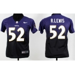 Nike Baltimore Ravens #52 Ray Lewis Purple/Black Fadeaway Kids Jersey