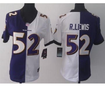 Nike Baltimore Ravens #52 Ray Lewis Purple/White Two Tone Womens Jersey