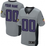 Men's Nike Baltimore Ravens Customized Gray Shadow Elite Jersey