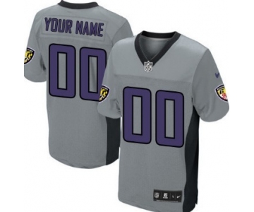 Men's Nike Baltimore Ravens Customized Gray Shadow Elite Jersey