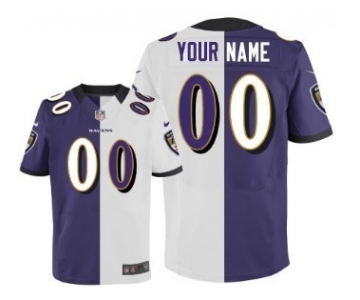 Men's Nike Baltimore Ravens Customized Purple/White Two Tone Elite Jersey