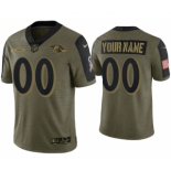 Men's Olive Baltimore Ravens ACTIVE PLAYER Custom 2021 Salute To Service Limited Stitched Jersey