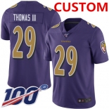 Nike Custom Ravens Purple Men's Stitched NFL Limited Rush 100th Season Jersey