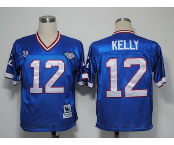 Buffalo Bills #12 Jim Kelly Blue Throwback Jersey