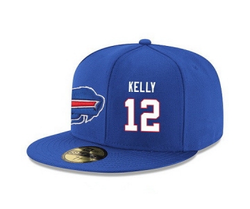 Buffalo Bills #12 Jim Kelly Snapback Cap NFL Player Royal Blue with White Number Stitched Hat