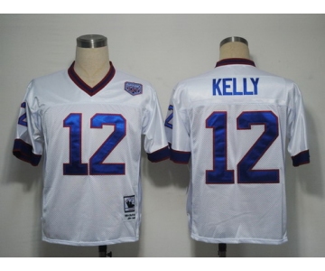 Buffalo Bills #12 Jim Kelly White Throwback Jersey