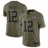 Men's Buffalo Bills #12 Jim Kelly 2022 Olive Salute To Service Limited Stitched Jersey