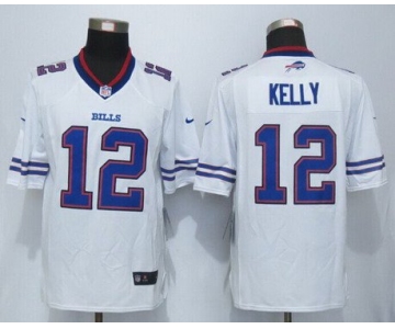 Men's Buffalo Bills #12 Jim Kelly White Retired Player NFL Nike Limited Jersey