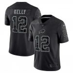 Men's Womens Youth Kids Buffalo Bills #12 Jim Kelly Black Reflective Limited Nike Jersey