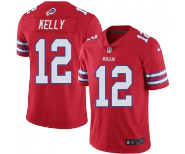 Men's Womens Youth Kids Buffalo Bills #12 Jim Kelly Red Stitched NFL Elite Rush Jersey