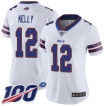 Nike Bills #12 Jim Kelly White Women's Stitched NFL 100th Season Vapor Limited Jersey