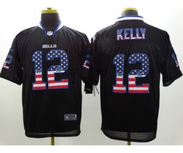 Nike Buffalo Bills #12 Jim Kelly 2014 USA Flag Fashion Black Elite Jersey