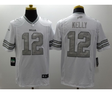 Nike Buffalo Bills #12 Jim Kelly Platinum White Limited Jersey