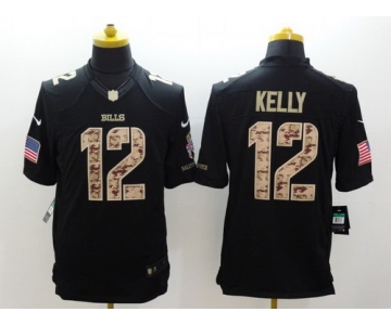 Nike Buffalo Bills #12 Jim Kelly Salute to Service Black Limited Jersey