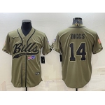 Men's Buffalo Bills #14 Stefon Diggs 2022 Olive Salute to Service Cool Base Stitched Baseball Jersey