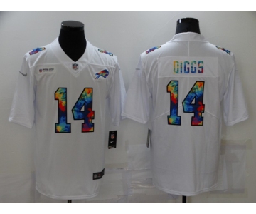 Men's Buffalo Bills #14 Stefon Diggs Multi Color White 2020 NFL Crucial Catch Vapor Untouchable Nike Limited Jersey