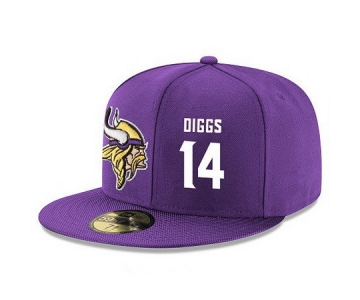 Minnesota Vikings #14 Stefon Diggs Snapback Cap NFL Player Purple with White Number Stitched Hat
