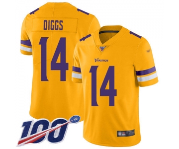 Nike Vikings #14 Stefon Diggs Gold Men's Stitched NFL Limited Inverted Legend 100th Season Jersey