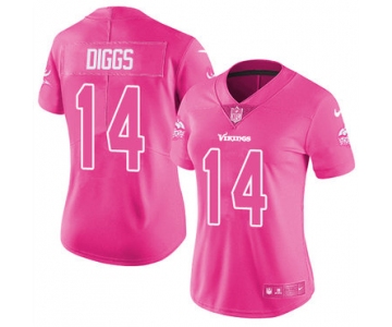 Nike Vikings #14 Stefon Diggs Pink Women's Stitched NFL Limited Rush Fashion Jersey