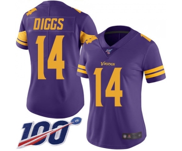 Nike Vikings #14 Stefon Diggs Purple Women's Stitched NFL Limited Rush 100th Season Jersey