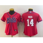 Women's Buffalo Bills #14 Stefon Diggs Red Stitched Cool Base Nike Baseball Jersey