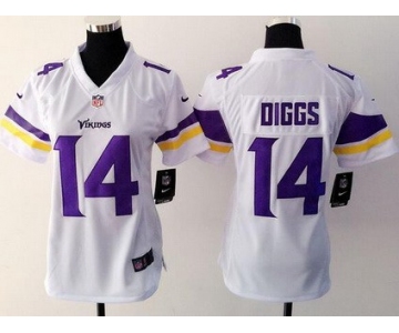 Women's Minnesota Vikings #14 Stefon Diggs White Road NFL Nike Game Jersey