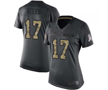 Bills #17 Josh Allen Black Women's Stitched Football Limited 2016 Salute to Service Jersey