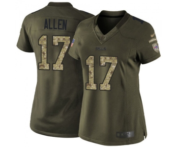 Bills #17 Josh Allen Green Women's Stitched Football Limited 2015 Salute to Service Jersey