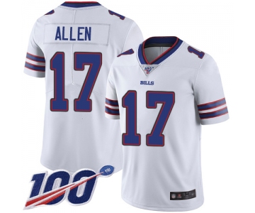 Bills #17 Josh Allen White Men's Stitched Football 100th Season Vapor Limited Jersey