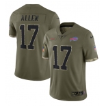 Men's Buffalo Bills #17 Josh Allen 2022 Olive Salute To Service Limited Stitched Jersey