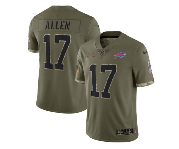 Men's Buffalo Bills #17 Josh Allen 2022 Olive Salute To Service Limited Stitched Jersey