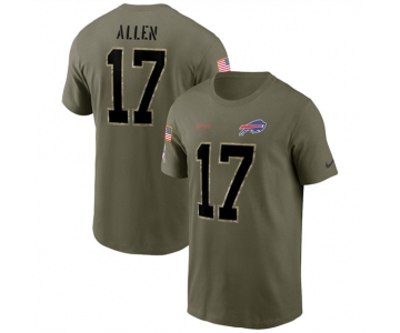 Men's Buffalo Bills #17 Josh Allen 2022 Olive Salute to Service T-Shirt