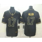 Men's Buffalo Bills #17 Josh Allen Black 100th Season Golden Edition Jersey