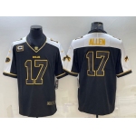 Men's Buffalo Bills #17 Josh Allen Black Gold With C Patch Thanksgiving Vapor Untouchable Limited Stitched Jersey