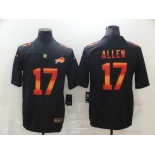 Men's Buffalo Bills #17 Josh Allen Black Red Orange Stripe Vapor Limited Nike NFL Jersey