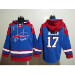 Men's Buffalo Bills #17 Josh Allen Blue Ageless Must Have Lace Up Pullover Hoodie