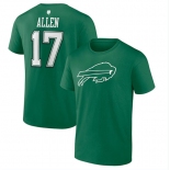 Men's Buffalo Bills #17 Josh Allen Green St. Patrick's Day Icon Player T-Shirt
