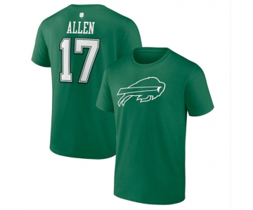 Men's Buffalo Bills #17 Josh Allen Green St. Patrick's Day Icon Player T-Shirt