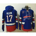 Men's Buffalo Bills #17 Josh Allen NEW Blue Pocket Stitched NFL Pullover Hoodie