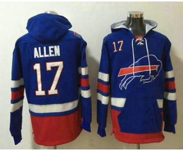 Men's Buffalo Bills #17 Josh Allen NEW Blue Pocket Stitched NFL Pullover Hoodie