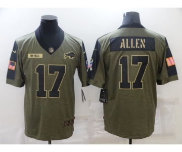 Men's Buffalo Bills #17 Josh Allen Nike Olive 2021 Salute To Service Limited Player Jersey