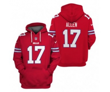 Men's Buffalo Bills #17 Josh Allen Red 2021 Pullover Hoodie