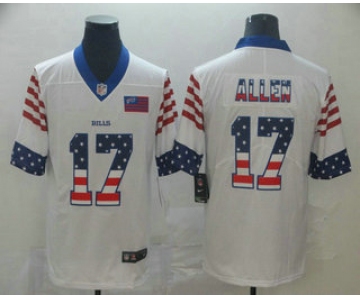 Men's Buffalo Bills #17 Josh Allen White Independence Day Stars Stripes Jersey